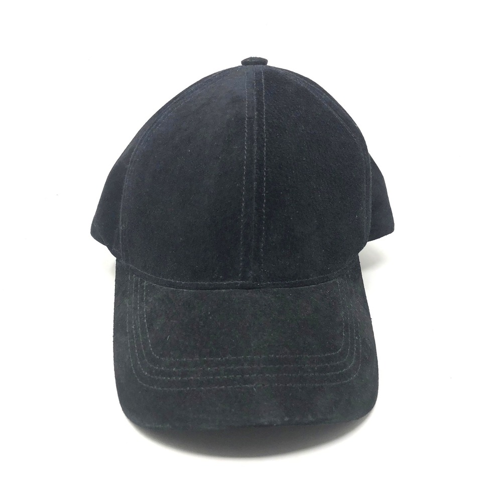 Olive & Pique Baseball Cap OS Black Genuine Suede Leather Made in USA